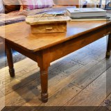 F37. Pine coffee table. 18”h x 47”w x 23”d